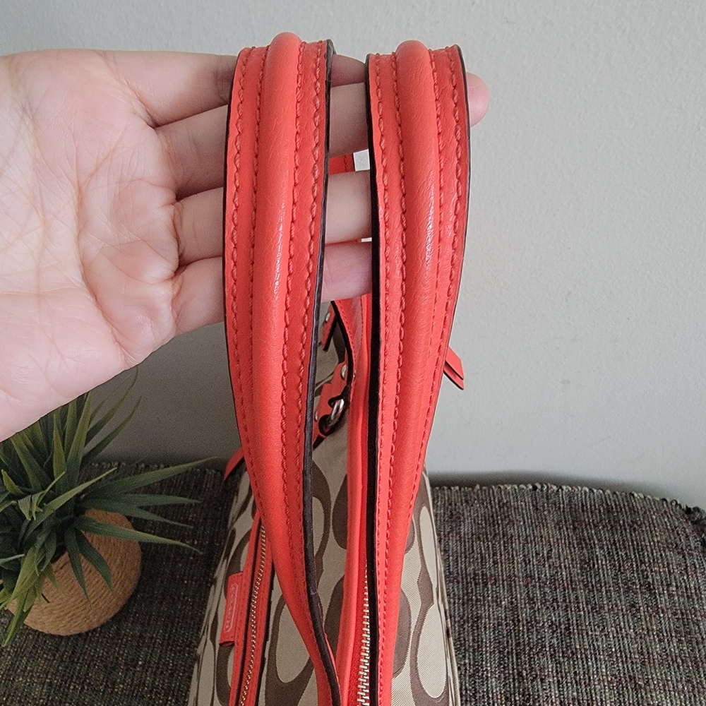Coach Brown and Red Signature Tote Bag - Picture 5 of 8